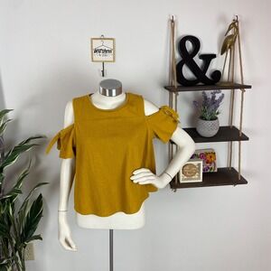 Madewell Mustard Skylark Cold Shoulder Top